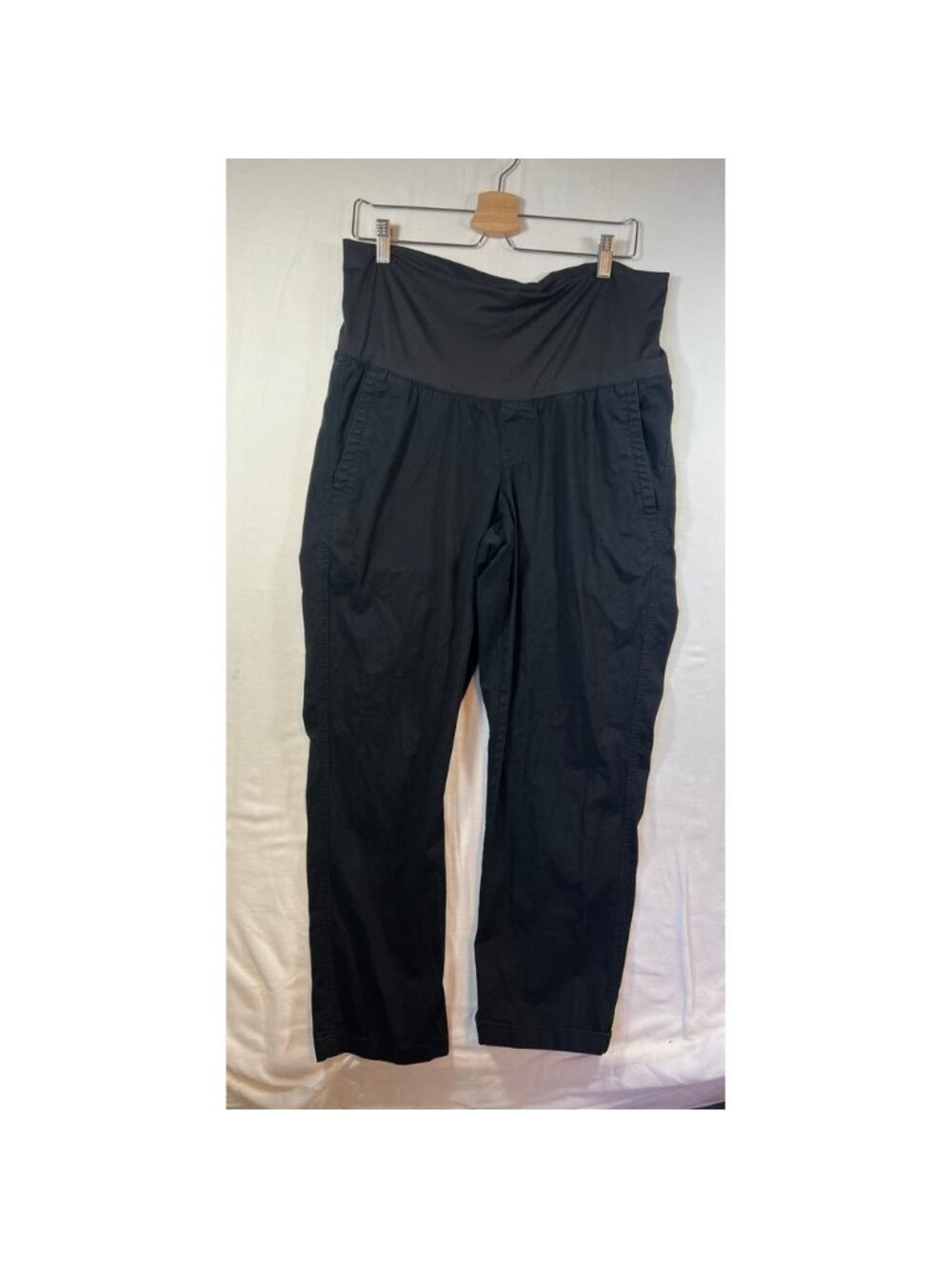 Old Navy Maternity‎ Pants Medium Black Full Panel Chino Straight Leg Trousers